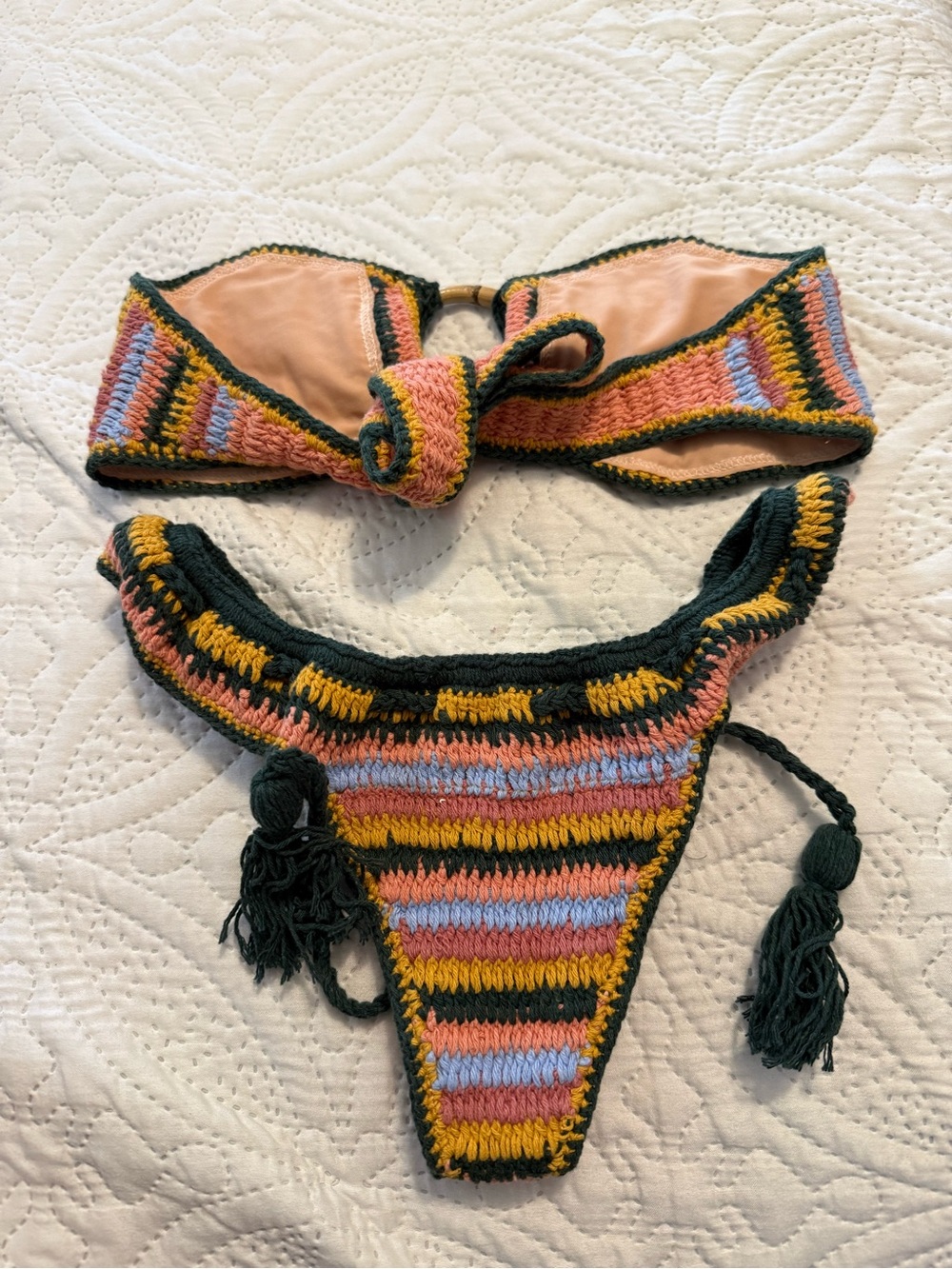 Striped Crochet Bikini Set - Multi-Color - Picture 2 of 3